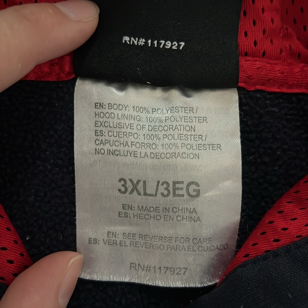 AND1 Spellout Men's Navy Blue Red Stitch Hooded Jacket Sweatshirt Hoodie 3XL - Picture 5 of 10
